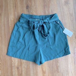 Green Tie Waist Shorts